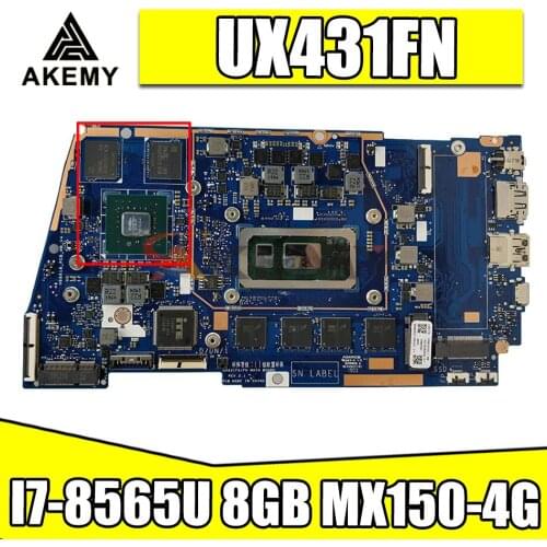 UX431FA/FN Motherboard For ASUS ZenBook UX431FAC UX431FN UX431F X431FA Laptop Motherboard I7-8565U 8GB MX150-4G 100% Test