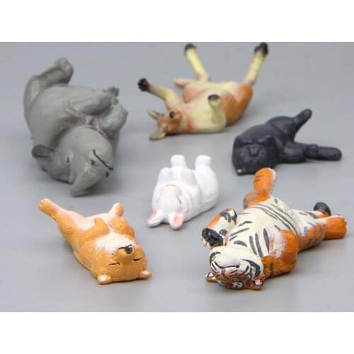 Cute Animal Model Sleeping Rhinoceros Tiger Giraffe Rabbit Statues Dolls PVC Mini Figures Collectible Toys for Baby Kids Gifts
