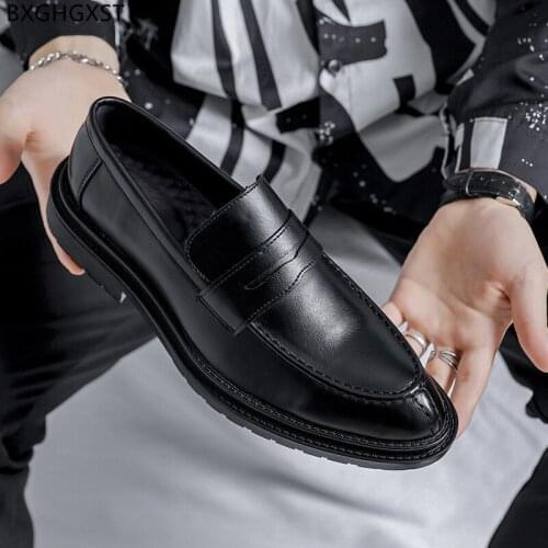 Penny Loafers Men Wedding Shoes Designer Dress Shoes for M E N 2021 Black Leather Shoes Men Classic Los Zapatos De Los Hombres