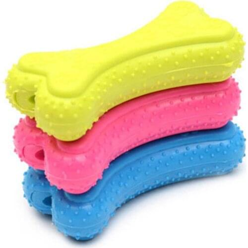 Soft Rubber Bone Dog Biting Toy Clean Molars Tooth Toy Puppy Training Grinding Teeth Bite Resistant Squeaky Toys Small Large Dog