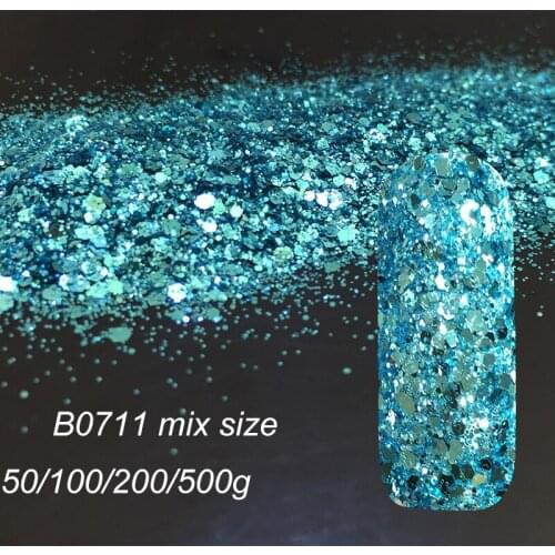 Wholesale Christmas Craft Art Decoration Hexagon Sequins Manicure Paillettes Mix Size Nail Glitter Powder UV Dust Flash Powder