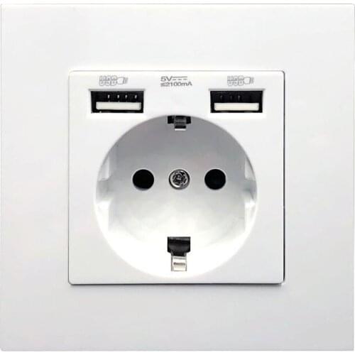 146 Type European Socket Panel German Style with Double USB Socket French Standard with Usb Socket Panel 86 Wall Outlet