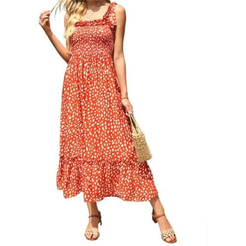 Women 's Sleeveless Floral Print Strappy Maxi Dress Summer Ladies Boho Long Sling Dress Casual Loose Sundress For Daily Wear