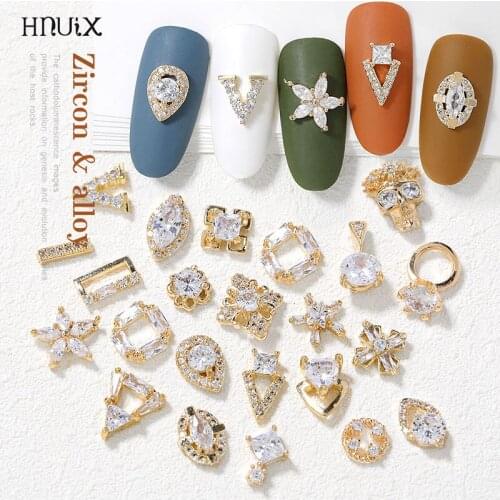 1 pieces water drop Crystal Dangle Chain Charms Nail Jewelry Decorations 24 type luxury Zircon Crystal Rhinestones For Nails