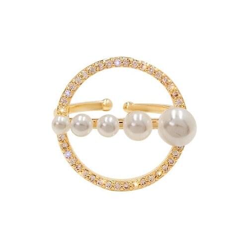 RZ085 Simple And Personalized Trendy Rng With Diamond And Pearl Open Ring Design Sense Of Hand Ornament