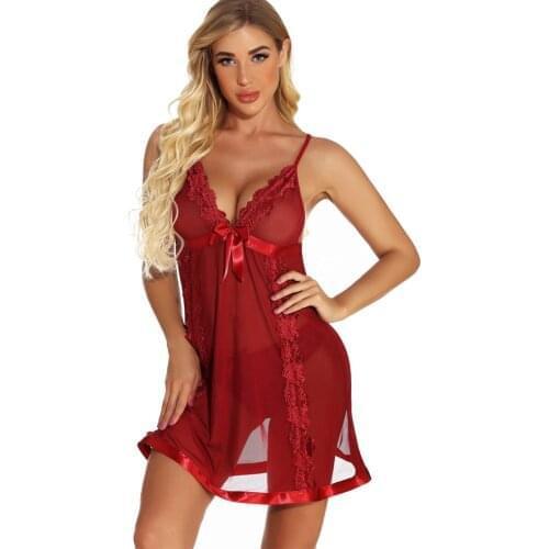 Transparent Women Sexy Lingerie Set Lace Pajamas Seductive Suspender Nightdress Lenceria Sensual Mujer Pijama Woman Underwear