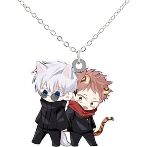 Q-Version Jujutsu Kaisen Figure Acrylic Kettings Vintage Women Men Necklaces NEW Anime Anniversary Jewelrys For Fans Gifs