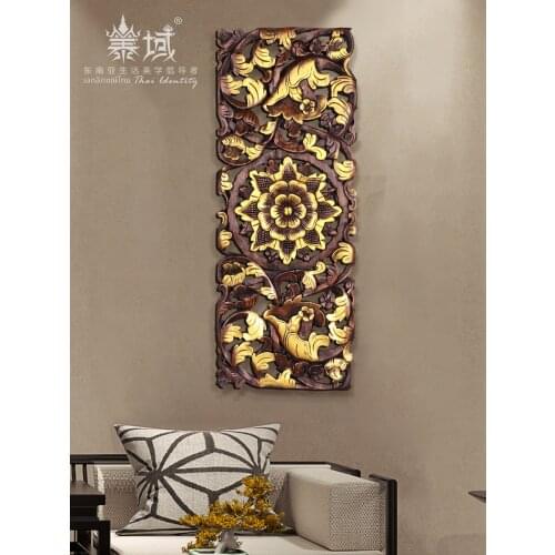 Hanging Living Room Wall Hanging Hallway Solid Wood Hollow Carved Board Wall Decorations Southeast Asian Style Wall Decoration