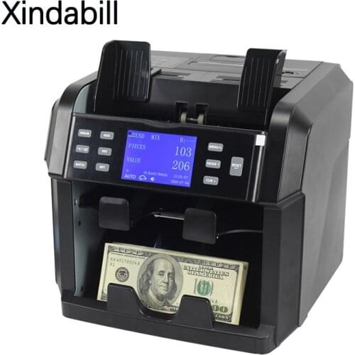 2 CIS Fake Money Detector Black Counting Machine with printer for bank banknote detecting machine bill counter USD/PUR/EURO/GBP