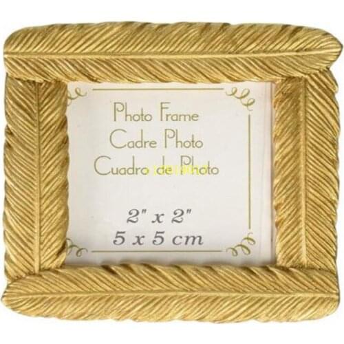 100pcs/Lot Gold Resin Feather Photo Frame Baby Shower Favors And Gifts Wedding Party Giveaway Souvenirs Free Shipping