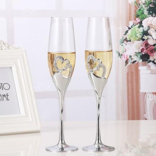 2pcs Wine Glass Cup Crystal Toasting Flutes Goblet Cups With Drill Lead-free Champagne Wine Glasses Home Party Wedding Gifts