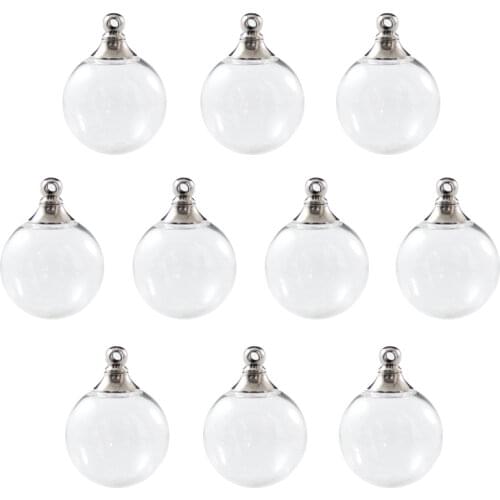 5PCS Glass Globe Pendant With Screw Cap Hollow Glass Bottle DIY Necklace Jewelry Makings Accessories Charms