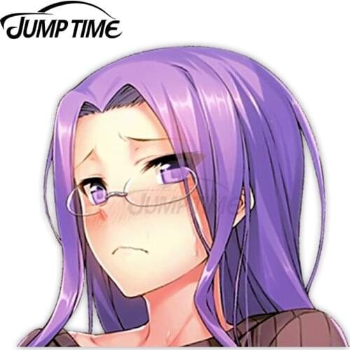 Jump Time 13 x 7.1cm Car Decals Girl Anime Avatar Car Stickers Window Peeker Windshield Funny Waterproof Car Accessories