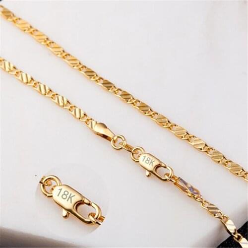 Free Shipping Hot 1PCS Gold Short Clavicle Womens Necklace 18K16-30 Inch Choose Fine Gift Pendant Accessories Flat Chain