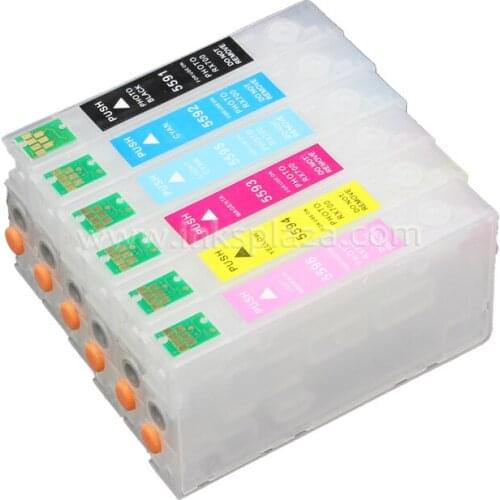 CISSPLAZA 2sets T05591 - T05596 with ARC chip compatible for epson rx 700 RX700 printer refillable ink Cartridges