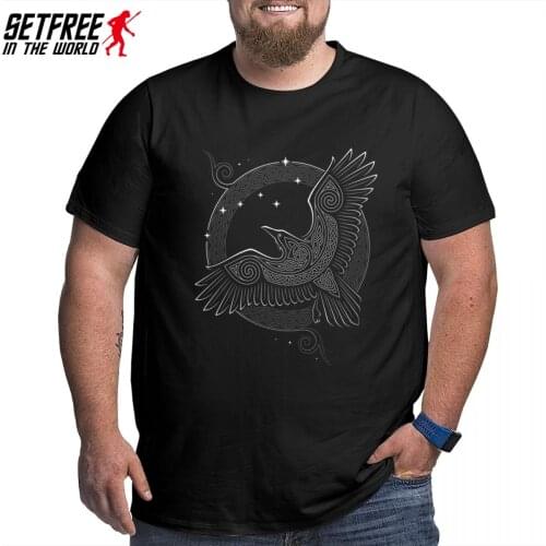 Northern Raven Mythology Vikings T Shirt Streetwear Big Size Cotton Short Sleeve Tshirts