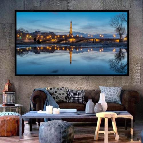 Canvas print tower bridge Paris city night view Poster Prints Nordic Style Wall Art Picture Home Decor