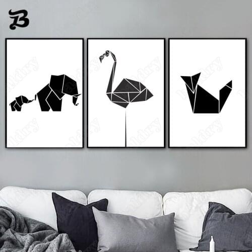 Canvas Painting for Living Room Geometric Abstract Animals Wall Art Black and White Nordic Posters Print Wall Art for Wall Decor