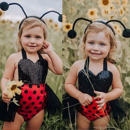 Toddler Newborn Baby Girls Ladybug Style Rompers Lace Tulle Jumpsuit Infant Girl Birthday Party Clothes Summer