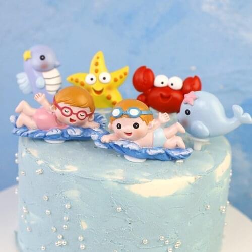 Ocean Creatures Cake Decor Summer Swimming Party Kids One 1st Birthday Party Beach Baby Shower Its A Boy Or A Girl Sea Party