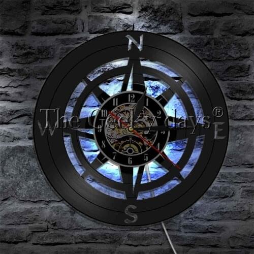 Sea Navigation 3D Decor LED Wall Light Sailor Room Night Light Wall Clock Artistic Compass Contemporary Wall Lamp