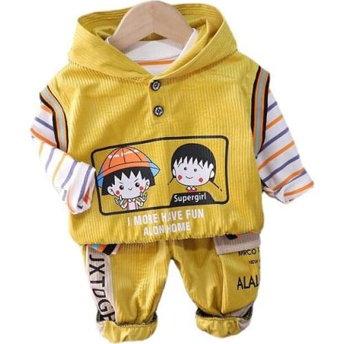 New Autumn Baby Girl Clothes Suit Fashion Children Boys Hooded Vest T-Shirt Pants 3Pcs/Set Toddler Sport Costume Kids Tracksuits