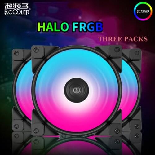 PCCOOLER 3Pcs/Pack HALO 12V4PIN RGB Fan 12cm 5V3PIN ARGB PWM Quiet Cooling Fans 120mm RGB Fan For CPU Cooler Liquid Cooling