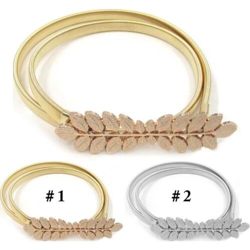 Metal Stretch Belt Leaf Stretchy Chain Belt Waistband Pants Elastic Metal Belt for Women Fashion Waist Belts 2020