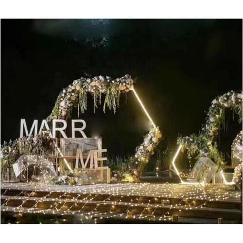 Hexagonal arch wedding diamond wrought Arch Party Decoration Background Wedding Props Single Arch Flower Outdoor Lawn Road Guide