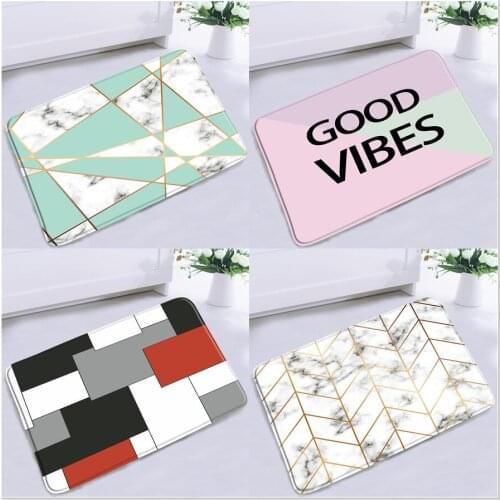 Nordic Marble Geometric Bathroom Mats Simple Printed Patterns Non-Slip Home Decor Bathtub Floor Rugs Kitchen Doorway Carpets