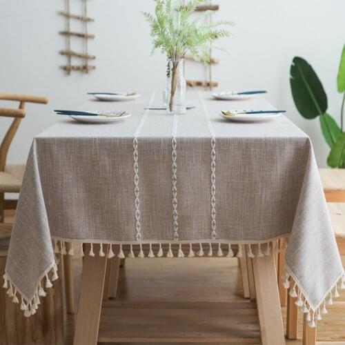 Linen Cotton Table Cloth Home Rectangular Table Mat with Tassel Dining Desk Decoration Hotel Tablecloth Drop Shipping