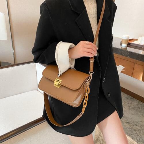 Shoulder Bag Crossbody Bags for Women Handbag Purse Women Bag All-match Chain Solid Color Retro 2021 Designer Fashion PU Leather