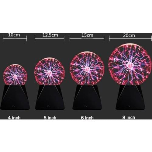 LED Magic Plasma Ball Light USB/Battery Powered Novelty Glass Ball Night Lamp 3 4 5 6 8 inch EU Plug Sphere Desk Light