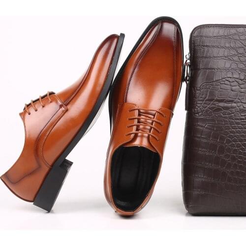 Mens Pointed British Man Formal Single Shoes Business Leather Shoes Large Size 47 48 Lace Up Wedding Shoes Men