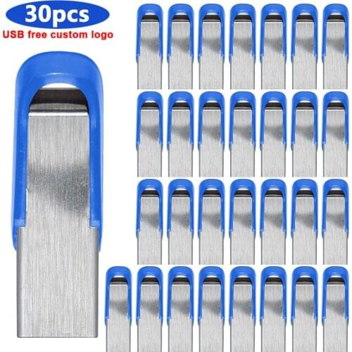 30pcs/lot custom logo Usb Flash Drive 2.0 Metal Pen Drive 4GB 8GB 16GB 32GB Pen drive 64GB 128GB Flash Memory Card Memory Stick