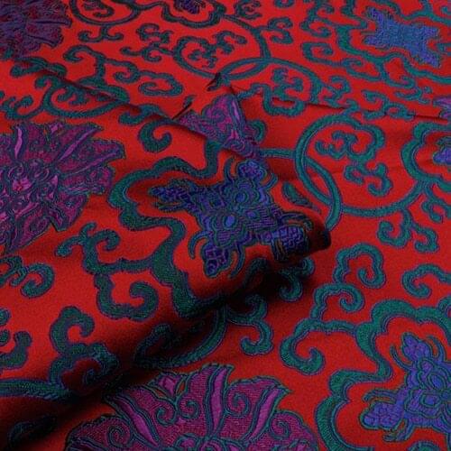 Vintage floral design yarn-dyed Brocade silk and viscose blended fabric,SFF061