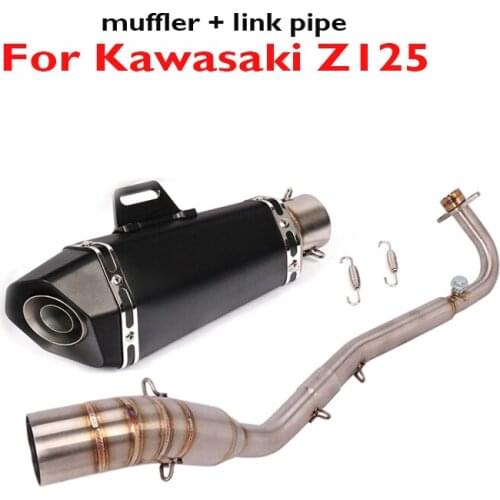 Z125 Motorcycle Exhaust System Muffler Escape Baffles Silencer Tip Front Link Tube Header Pipe for Kawasaki Z125