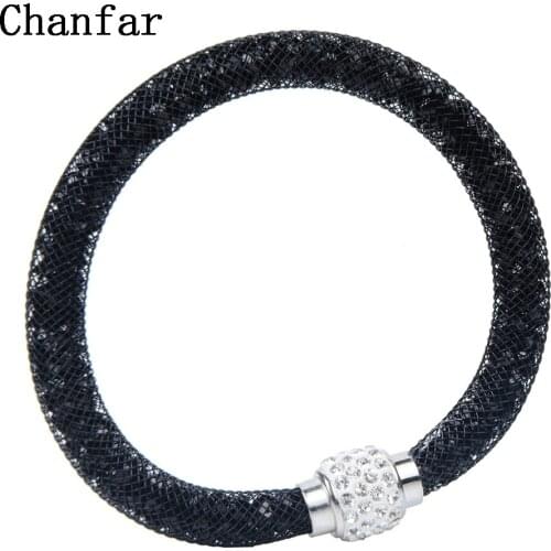 Chanfar Net Crystal Ball Magnetic Clasp Single Mesh Bracelet Jewelry Color Selection