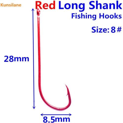 100pcs 8# High Carbon Steel Long Shank Baitholder Fishing Hooks 92611 Chemically Sharpened offset fishhooks