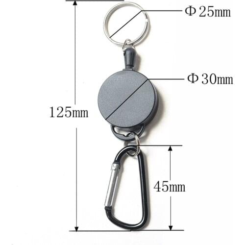 2PCS Retractable Key Chain Steel Reel Keyring Belt Clip Tool