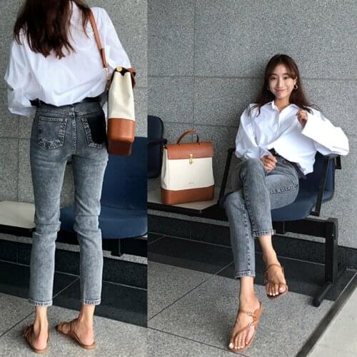 2021 Stretch Jeans Female Denim Pants Slim Women Jeans Pants Plus Size Office Ladies Straight Mid-Waist Jeans for Women