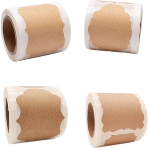 4 Rolls Self-Adhesive Kraft Gift Paper Tags 3 x 2 Inches Blank Brown Present Labels Stickers Name Tags for Gift Supplies