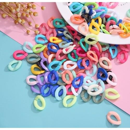 50pcs Acrylic 17x23mm Colorful Flat Twist Oval Open Ring Beads Connector link Chain for Jewelry Making Components Bag Strap DIY