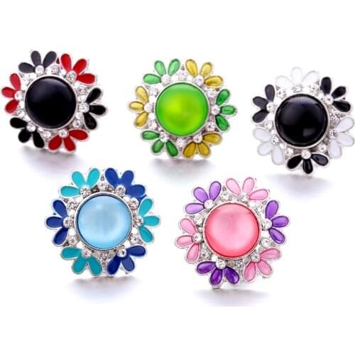 Snap Jewelry Acrylic Beads Enamel Flower 18mm Ginger Snap Button DIY Bracelet Necklace Jewelry Making ACC for Women