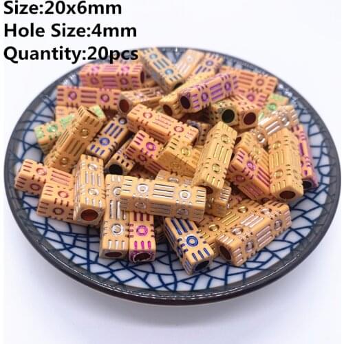 New 20x6mm 20pcs Retro Acrylic Beads Imitation Wood Beads Oval Shape For Handmade DIY Necklace Jewelry Accessories Making#08