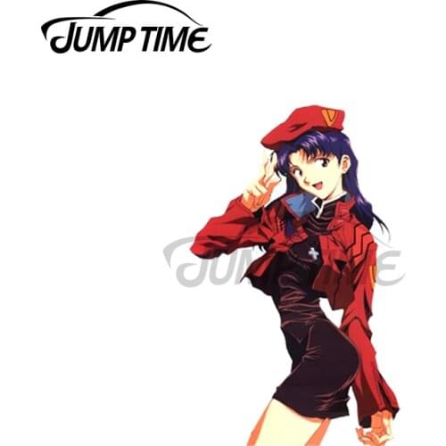 Jump Time 13 x 5.8cm Car Stickers and Decals For Misato Katsuragi Kawii Girl Creative Decoration Vinyl Waterproof Trunk Car Wrap