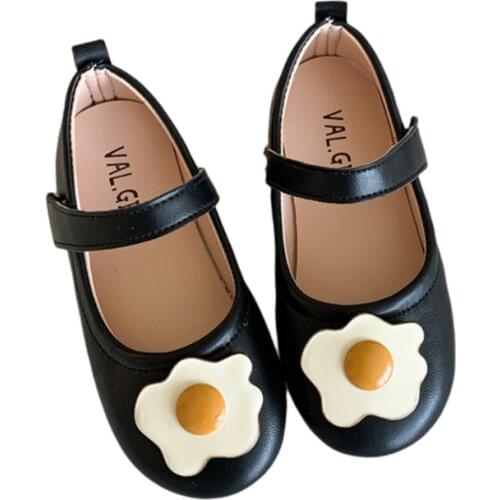 Baywell Autumn Kids Girls Poached Egg Pattern Lovely PrincessShoes Childrens Shoes Soft Bottom Breathable 1-7Years Old