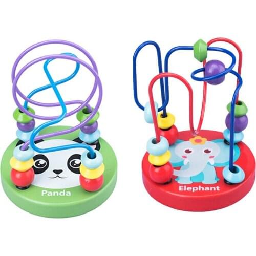 Montessori Baby Educational Math Toy Wooden Mini Circles Bead Wire Maze Roller Coaster Abacus Puzzle Toys For Kids Boy Girl Gift