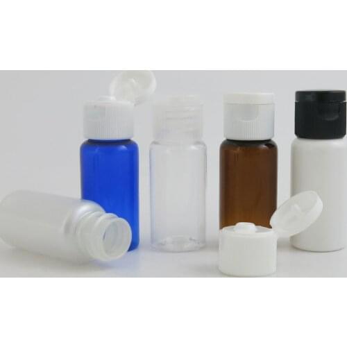 100 x 15ml Travel PET Plastic Cream Bottle with White Black Clear Flip Top Cap Insert Set 1/2oz PET Cosmetic Shampoo Containers