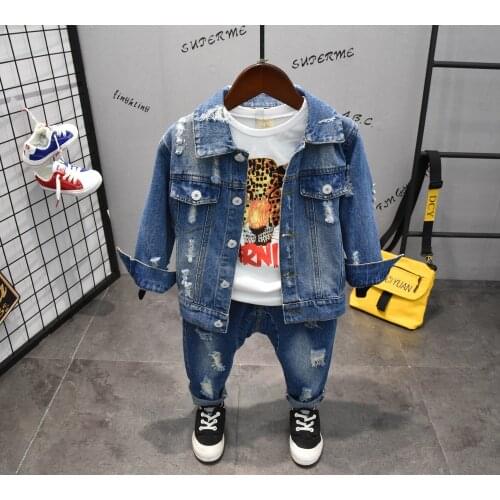 2021 Baby Boys Denim Jacket Spring and Autumn Boys Childrens Clothing Korean Thin Jacket Tops Baby Boys Denim Coat Suits 2-7Y